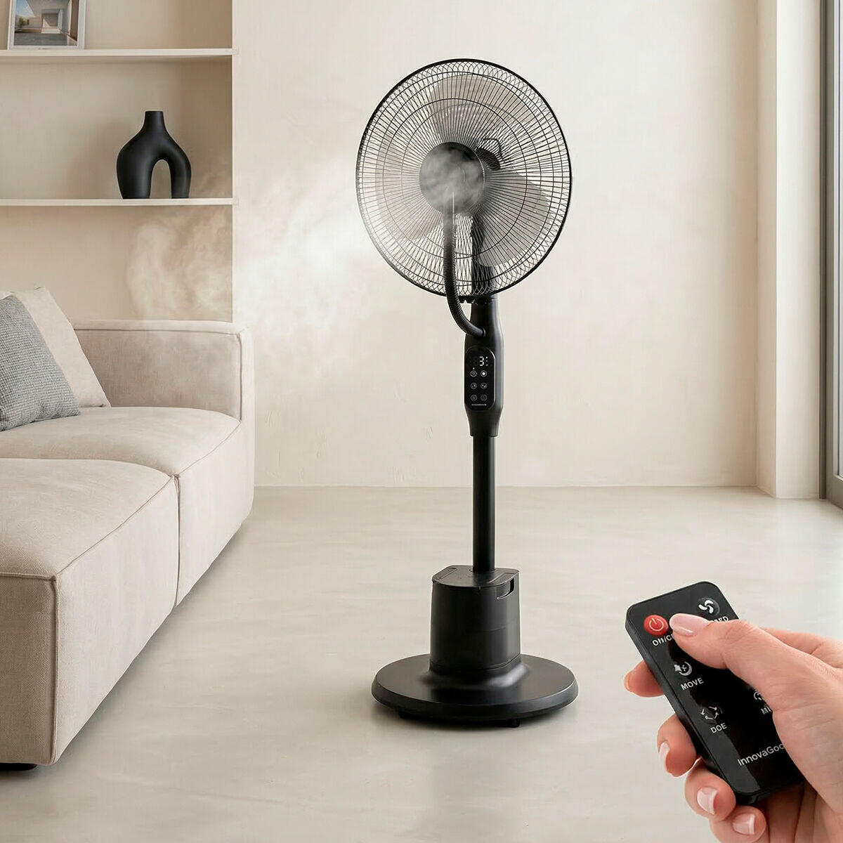 Ventilador de Pie Nebulizador con Mando a Distancia | 90W | 3L | Sprair InnovaGoods