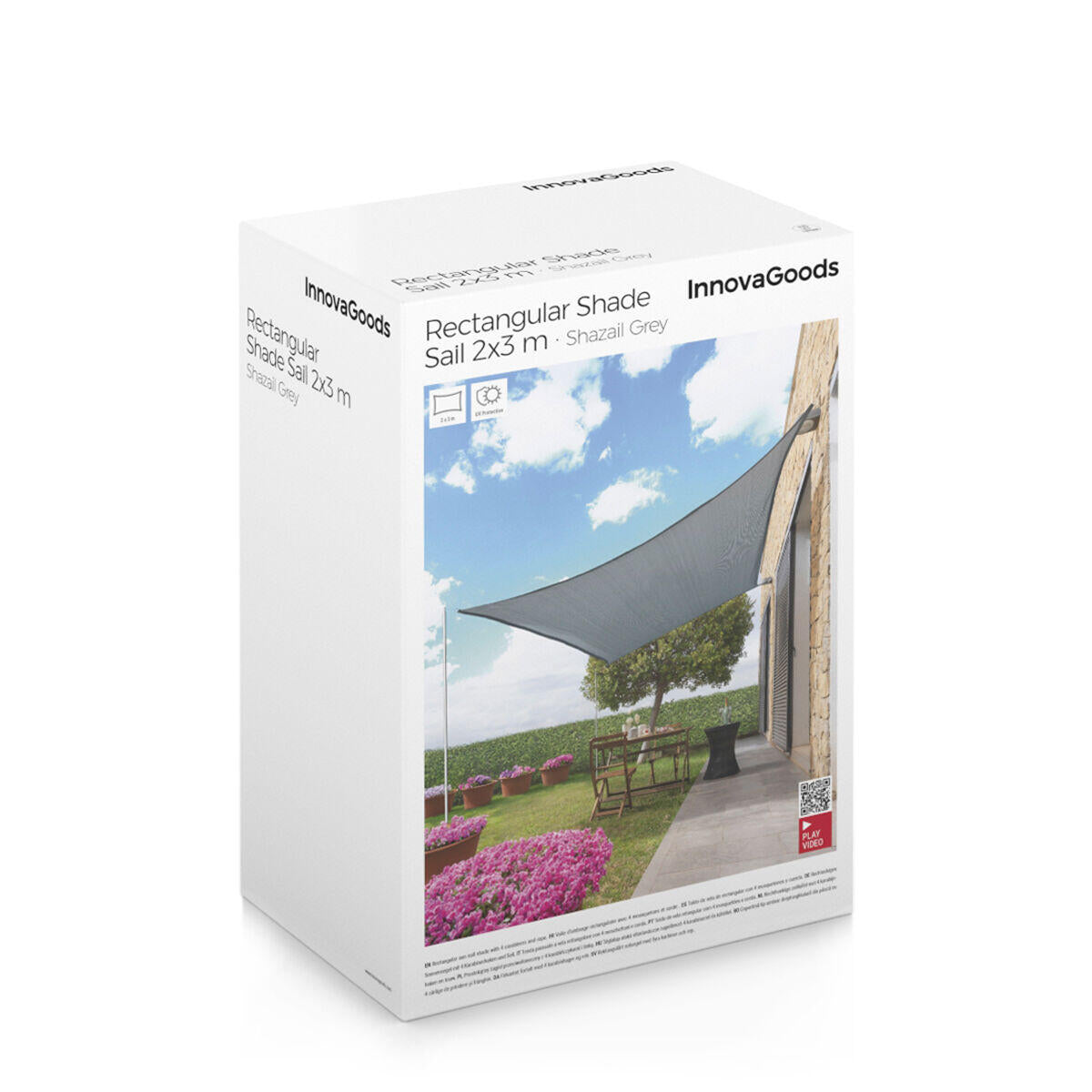 Toldo Vela de Sombra Rectangular – Protección UV 2x3 m | Gris y Beige | Shazail InnovaGoods