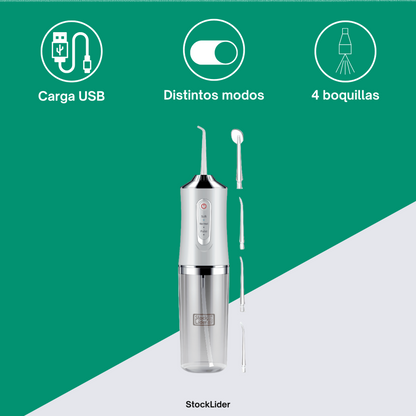 Irrigador Dental 360º | 4 Boquillas | Batería 1200 mAh | 10-15 Días | Stock Líder
