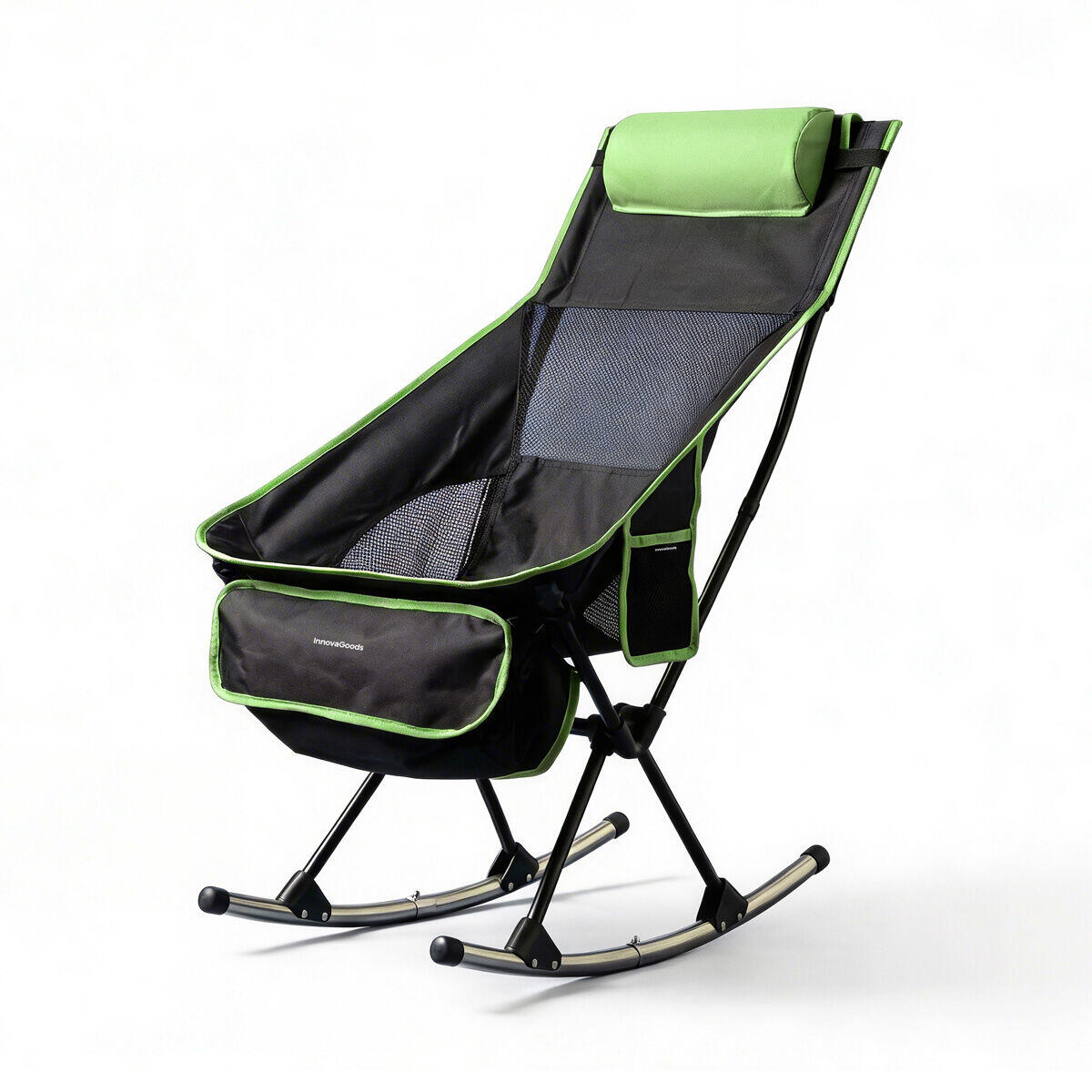 Silla Mecedora Plegable Camping 2 en 1 | Malla Transpirable | Cojín Cervical | Bolsa Transporte | Trillow InnovaGoods