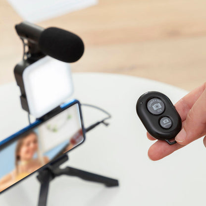 Kit Vlogging 6 Piezas "Plodni" InnovaGoods | Luz LED, Micrófono, Trípode y Mando BT