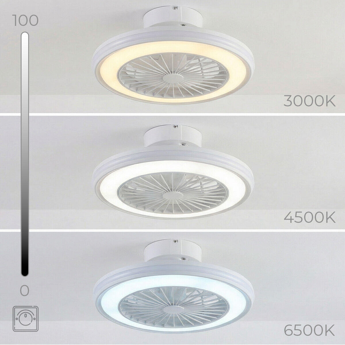 Ventilador de Techo con Luz LED RGB  | Aspas Ocultas | Motor DC | Mando | Nexory InnovaGoods