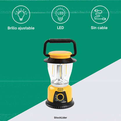 Lámpara Camping Portátil LED + Filamento | Brillo Ajustable | Sin Cables | Asa y Gancho