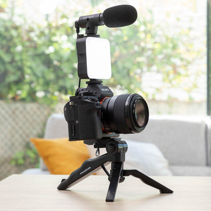 Kit Vlogging 6 Piezas "Plodni" InnovaGoods | Luz LED, Micrófono, Trípode y Mando BT
