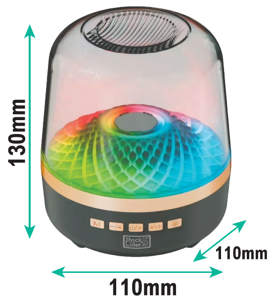Coluna RGB Sem Fios 360° | Bluetooth 5.4, USB, TF e AUX | Luzes LED