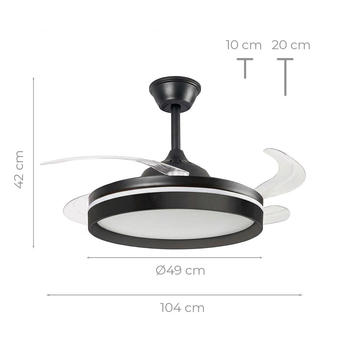 Ventilador de Techo con Luz LED InnovaGoods | 4 Aspas Retráctiles | Motor DC | Mando
