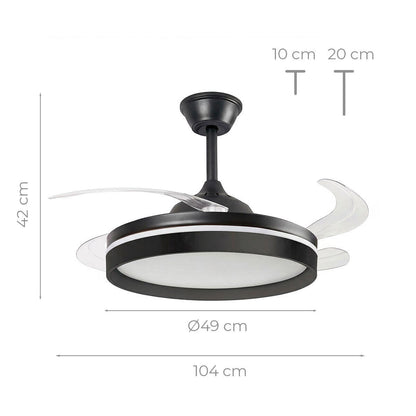 Ventilador de Techo con Luz LED InnovaGoods | 4 Aspas Retráctiles | Motor DC | Mando
