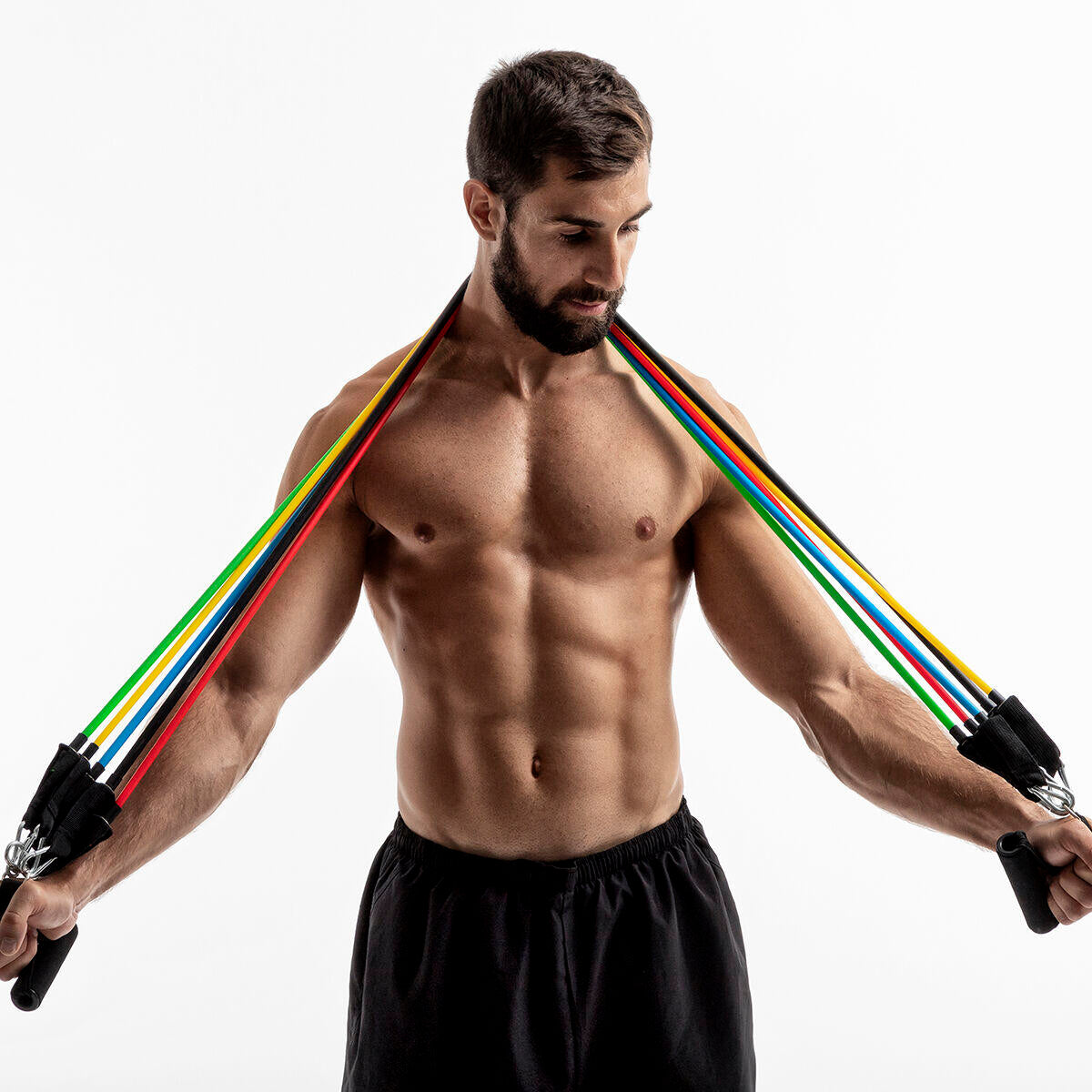 Set of 5 Resistance Bands with Accessories and Exercise Guide - Rebainer