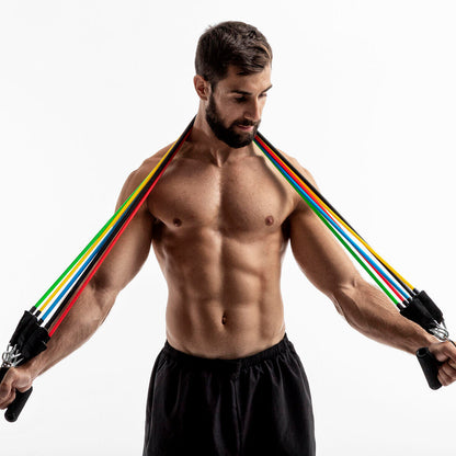 Set of 5 Resistance Bands with Accessories and Exercise Guide - Rebainer