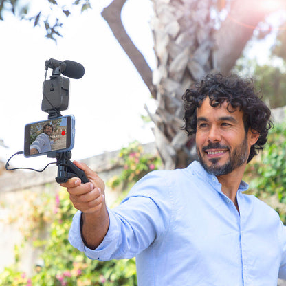 Kit Vlogging 6 Piezas "Plodni" InnovaGoods | Luz LED, Micrófono, Trípode y Mando BT
