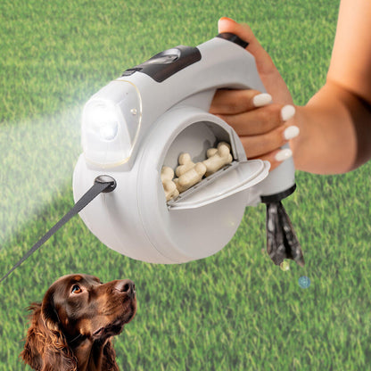 Trela Retrátil para Cães 6 em 1 - Luz LED, Bebedouro e Compartimentos | InnovaGoods