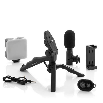 Kit Vlogging 6 Piezas "Plodni" InnovaGoods | Luz LED, Micrófono, Trípode y Mando BT