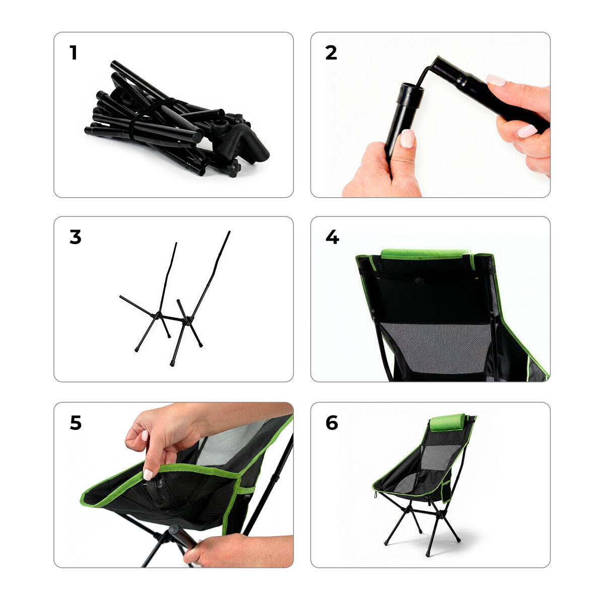 Silla Mecedora Plegable Camping 2 en 1 | Malla Transpirable | Cojín Cervical | Bolsa Transporte | Trillow InnovaGoods