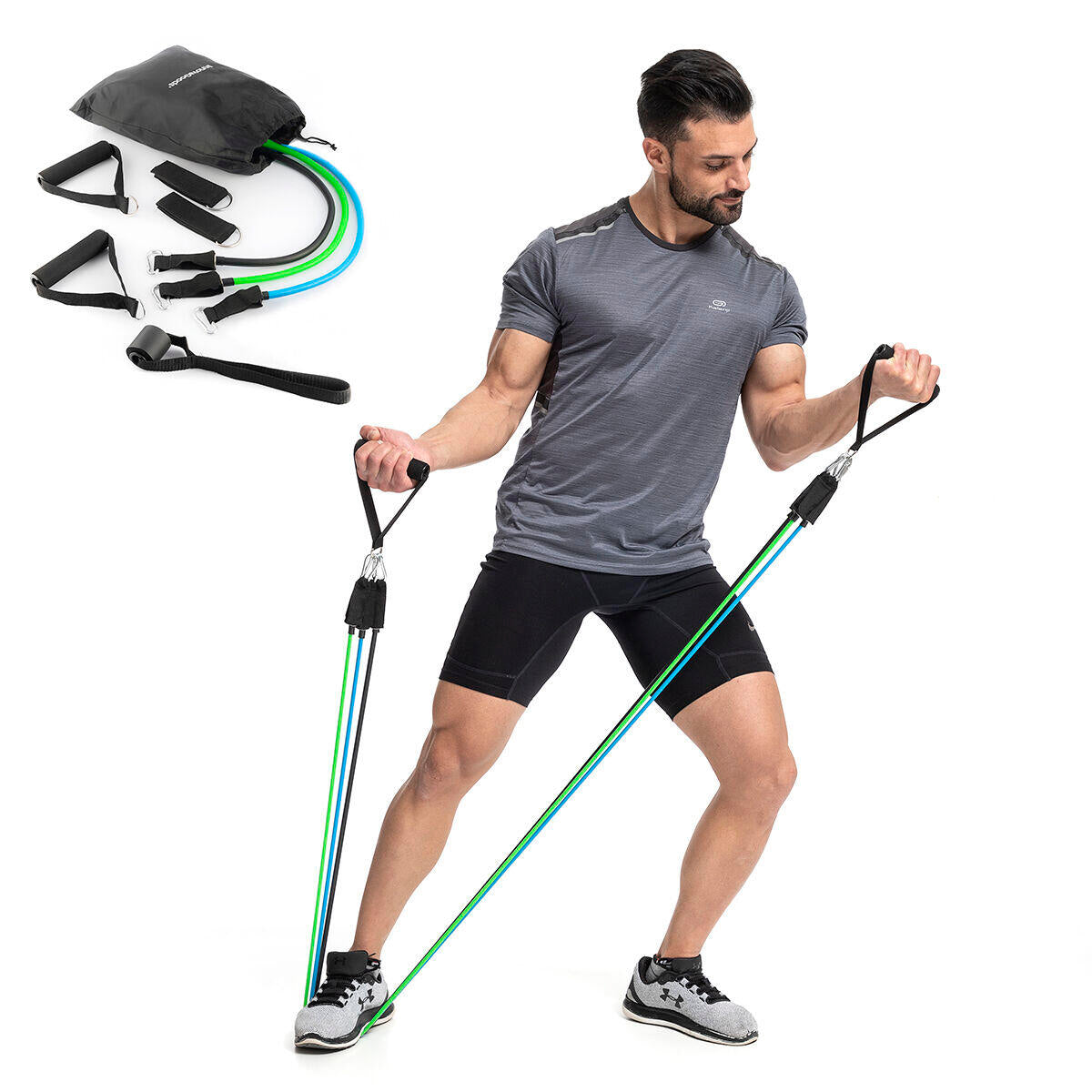 Conjunto de 3 Bandas de Resistência com Acessórios e Guia de Exercícios | InnovaGoods