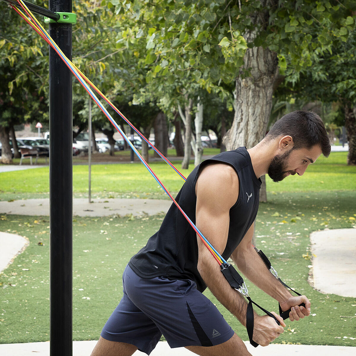 Set of 5 Resistance Bands with Accessories and Exercise Guide - Rebainer