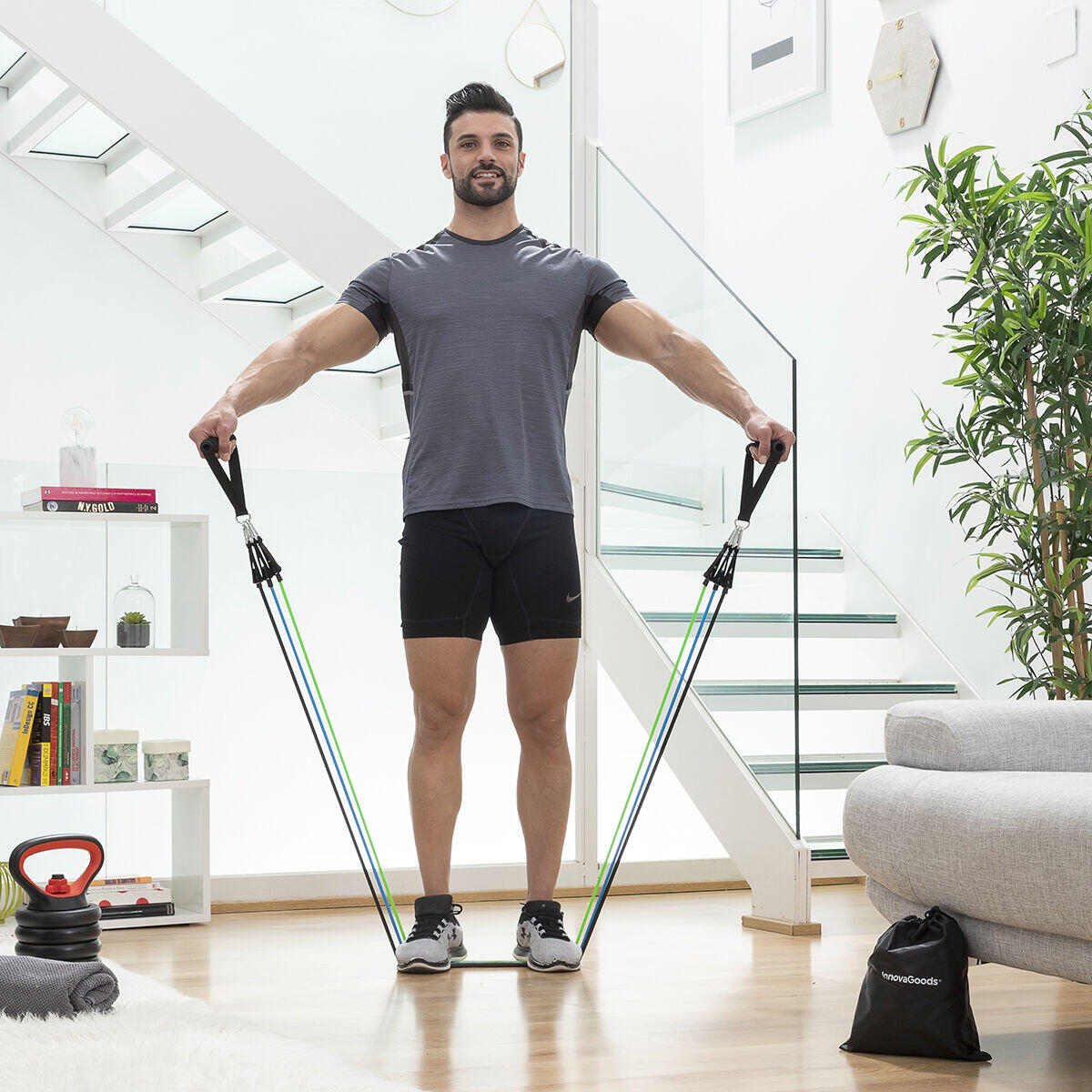 Conjunto de 3 Bandas de Resistência com Acessórios e Guia de Exercícios | InnovaGoods