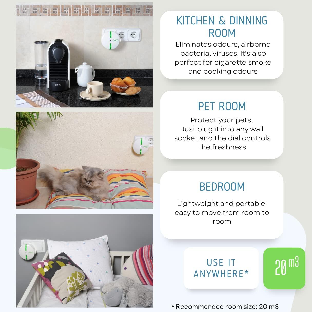 PURIPOD Ionizer Air Purifier - Clean and Fresh Air - Allergens, Dust, Pollen, Bad Odors