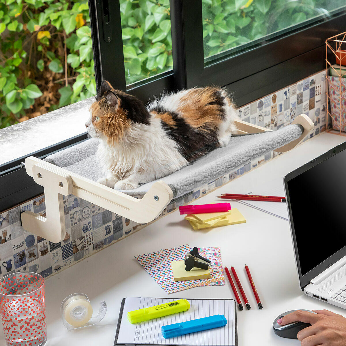 Rede Suspensa para Gatos | Ajustável | Lavável | Até 20kg | Hamacat InnovaGoods