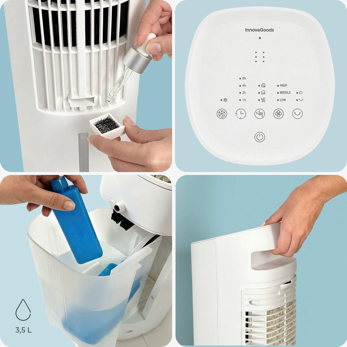 Climatizador Evaporativo Portátil Torre | 4 en 1 con Mando a Distancia | Hushly InnovaGoods
