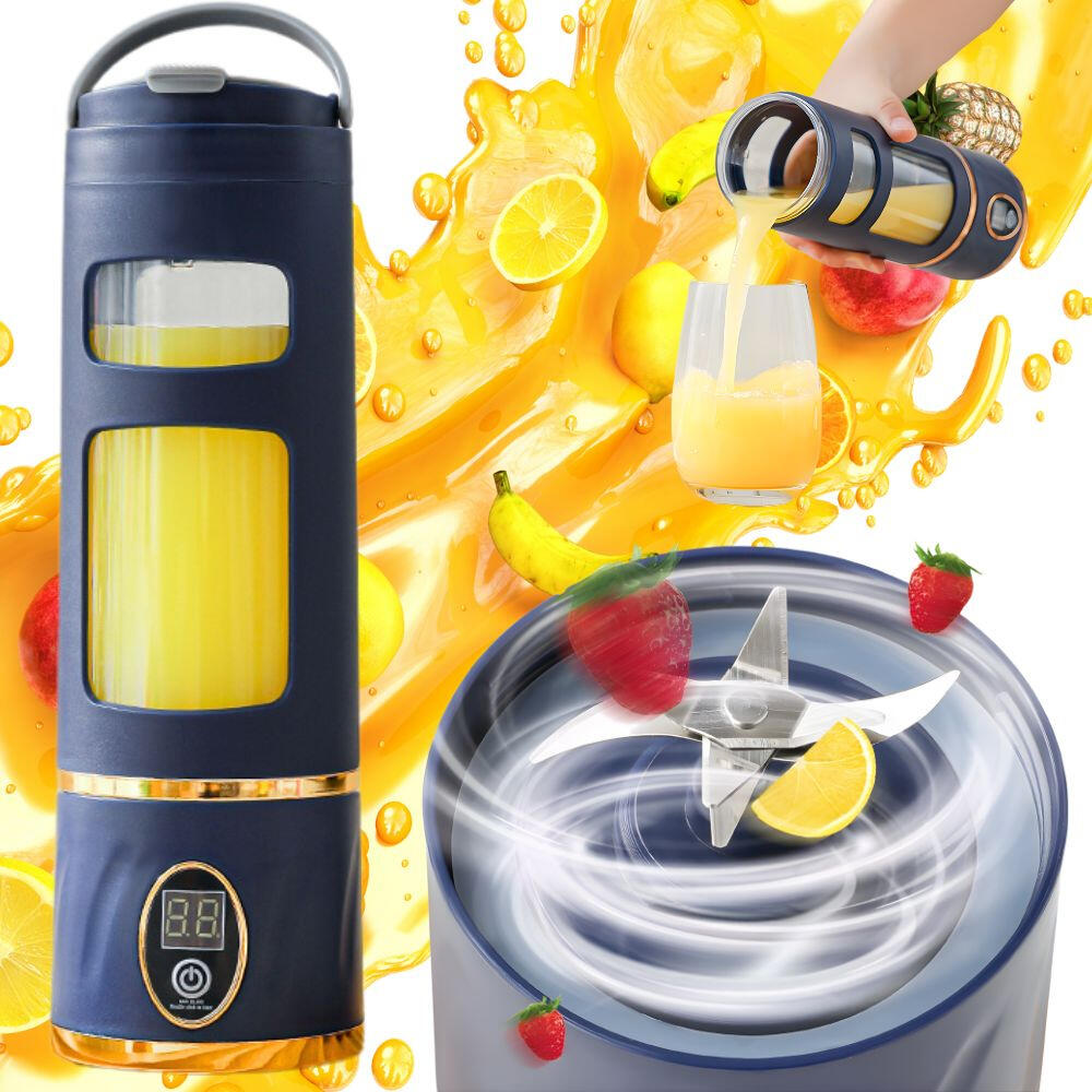 450ml Portable Blender with Digital Display, USB Rechargeable - Stainless Steel Blades
