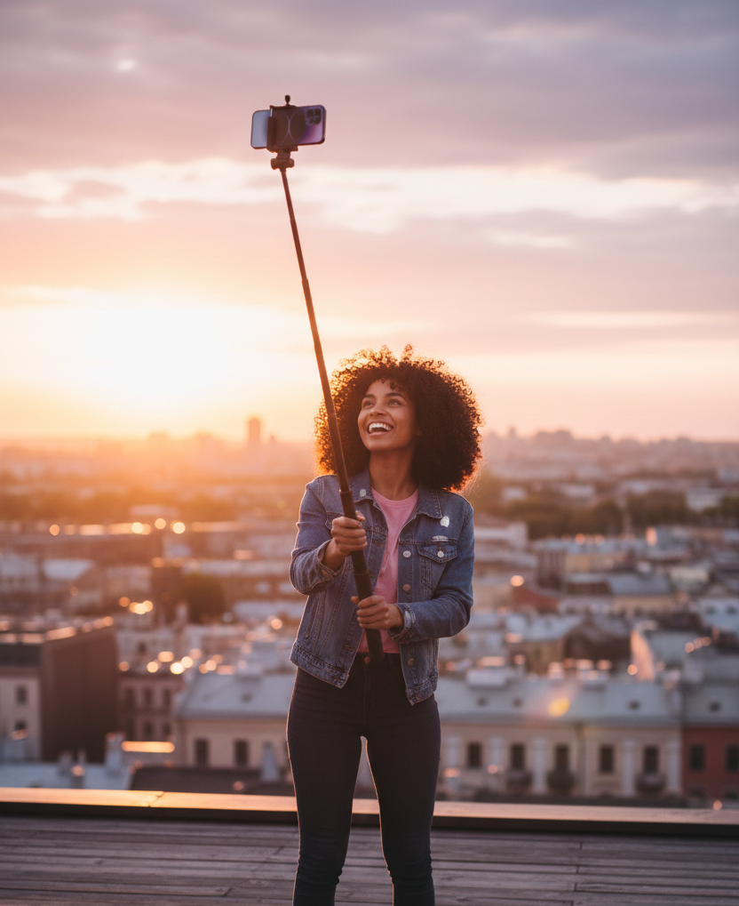Pau de Selfie Tripé 2 em 1 com Controlo Remoto - Rotação 360º 175cm