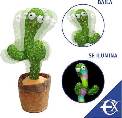 Dancing Cactus That Talks, Records, Repeats and Plays Music - With LED Light
