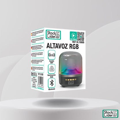 Coluna RGB Sem Fios 360° | Bluetooth 5.4, USB, TF e AUX | Luzes LED
