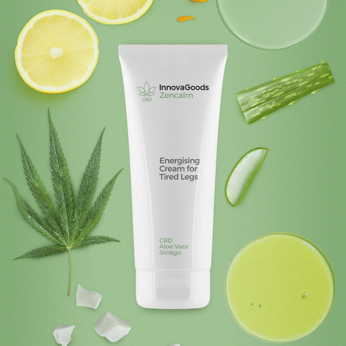 Crema para Piernas Cansadas Energizante CBD "Zencalm" InnovaGoods 200 ml