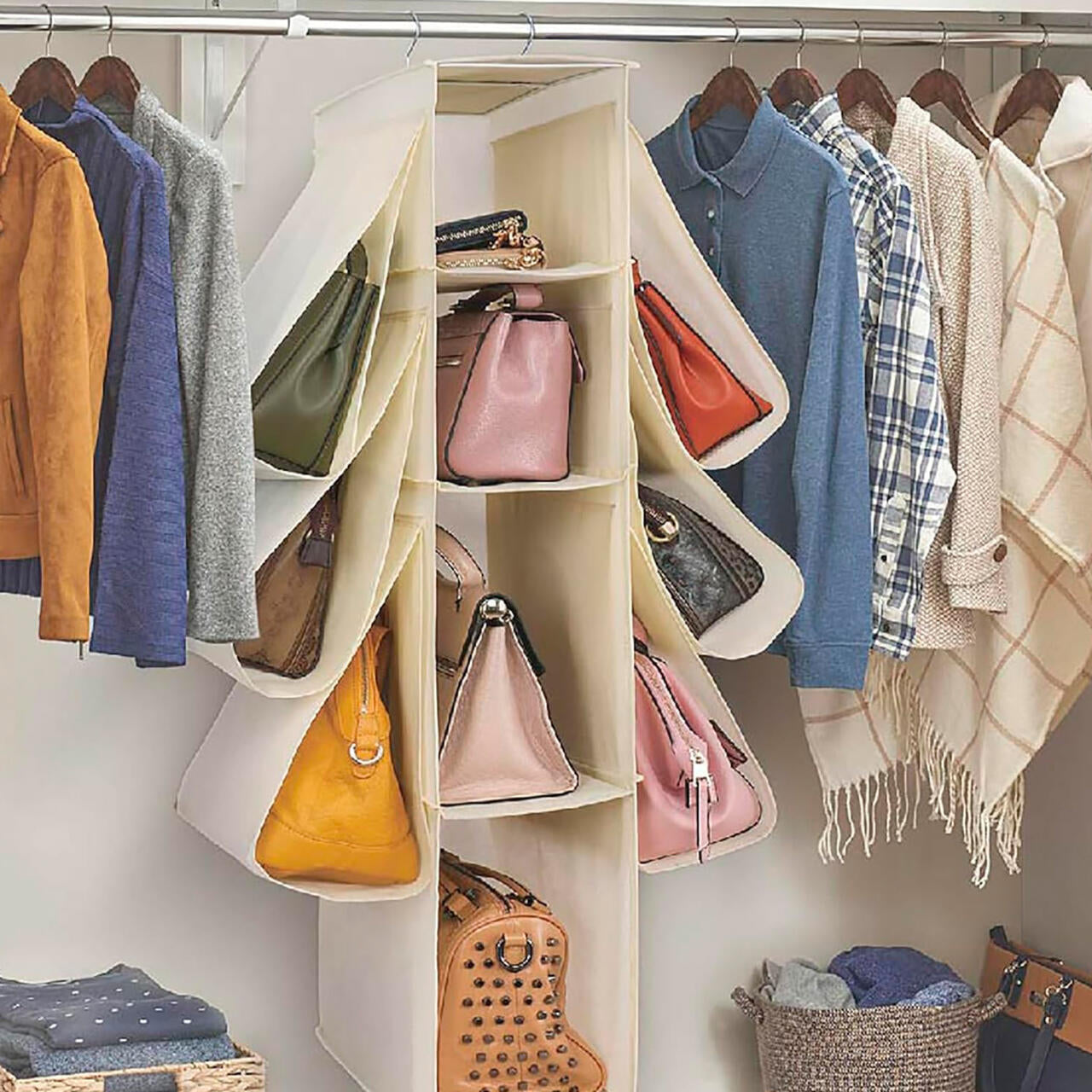 Organizador Suspenso para Armário | 10 Bolsos | Design Aberto | Tecido Oxford e PVC