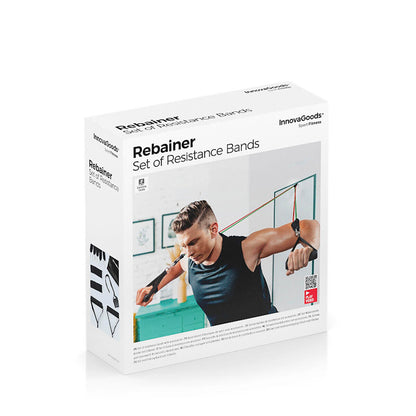 Set of 5 Resistance Bands with Accessories and Exercise Guide - Rebainer