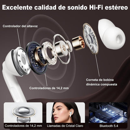 Auscultadores Bluetooth 5.4 GS Pro TWS | Ecrã Tátil | Cancelamento de Ruído ANC+ENC | IPX7