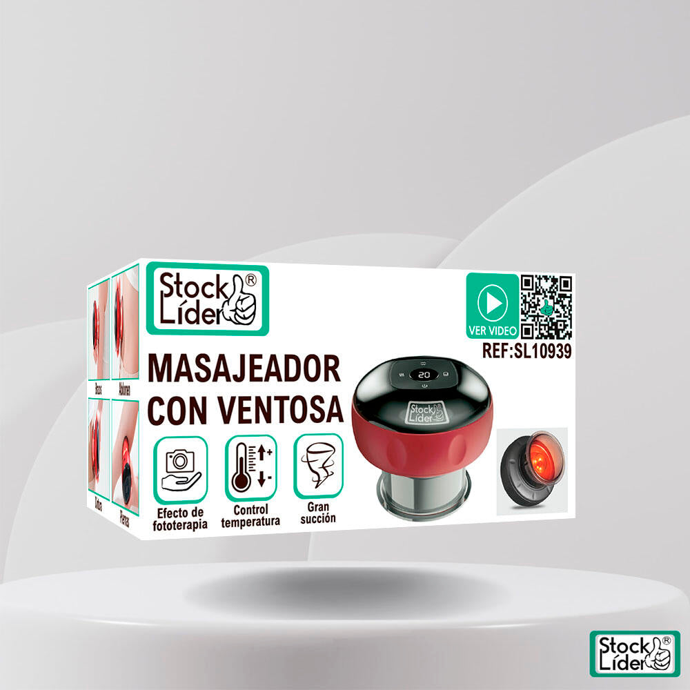Massajador com Ventosa Recarregável USB-C | 3 Níveis de Sucção | Fototerapia | LCD