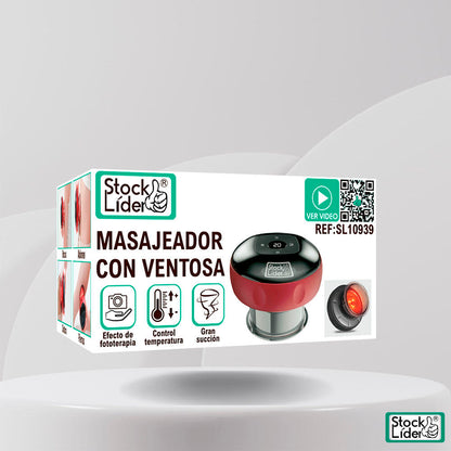 Massajador com Ventosa Recarregável USB-C | 3 Níveis de Sucção | Fototerapia | LCD