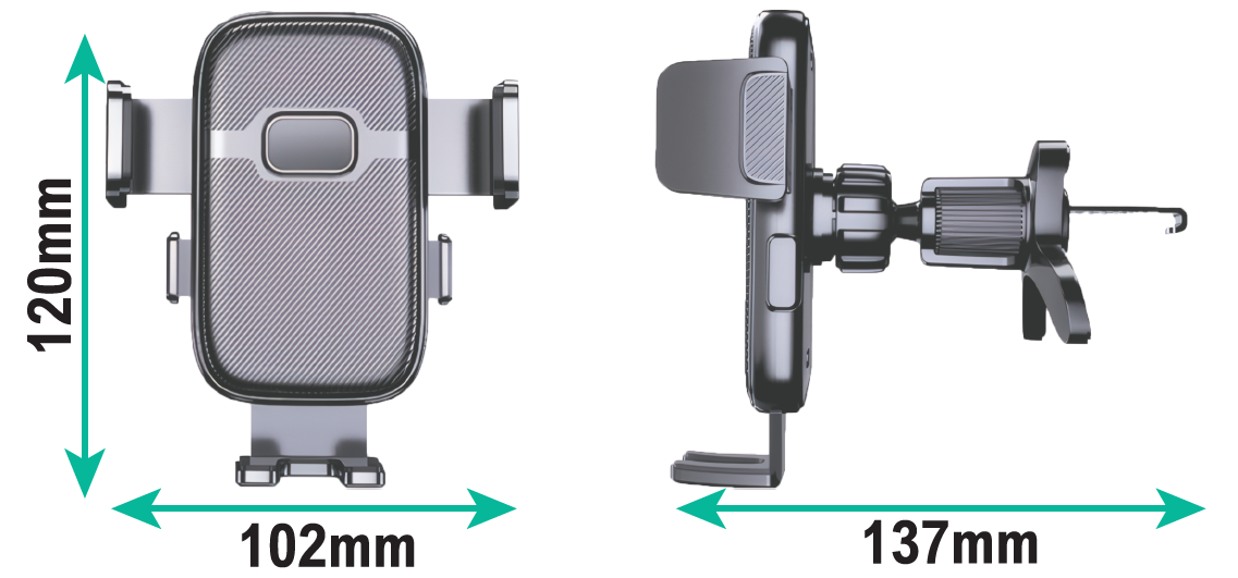 Car Phone Holder - 3-Point Mounting - 360° Rotation