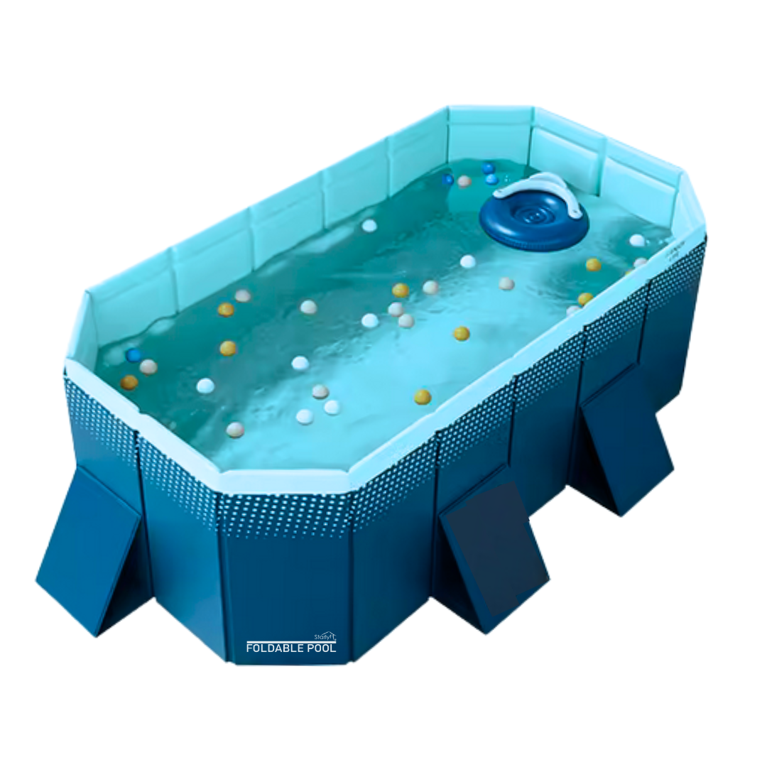 INDUSTEX Non-Inflatable Folding Swimming Pool - For Children and Pets - 180x110x50cm