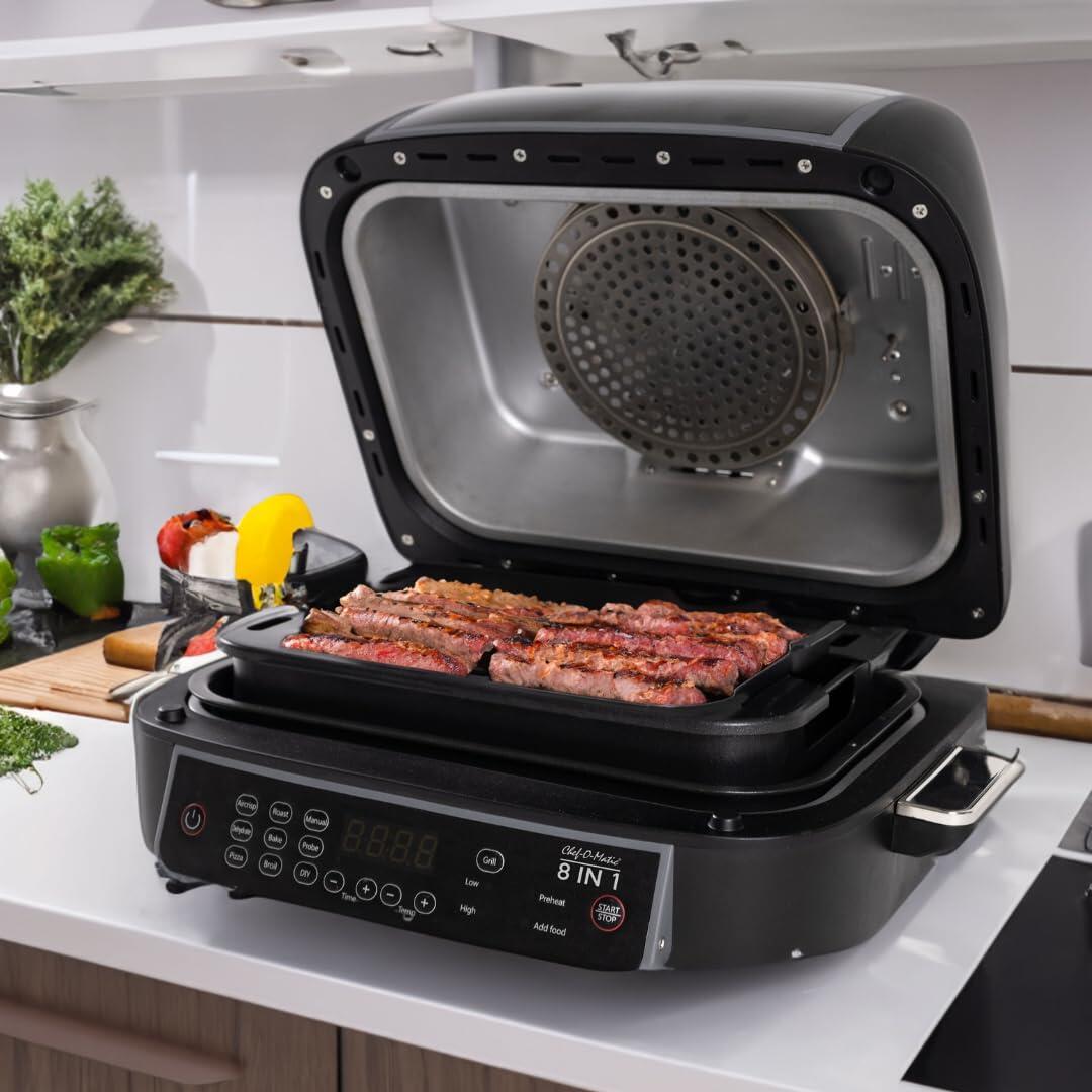 Forno, Grelhador e Fritadeira de Ar Multifunções | Chef-O-Matic 8 in 1 Oven Grill | 1500W