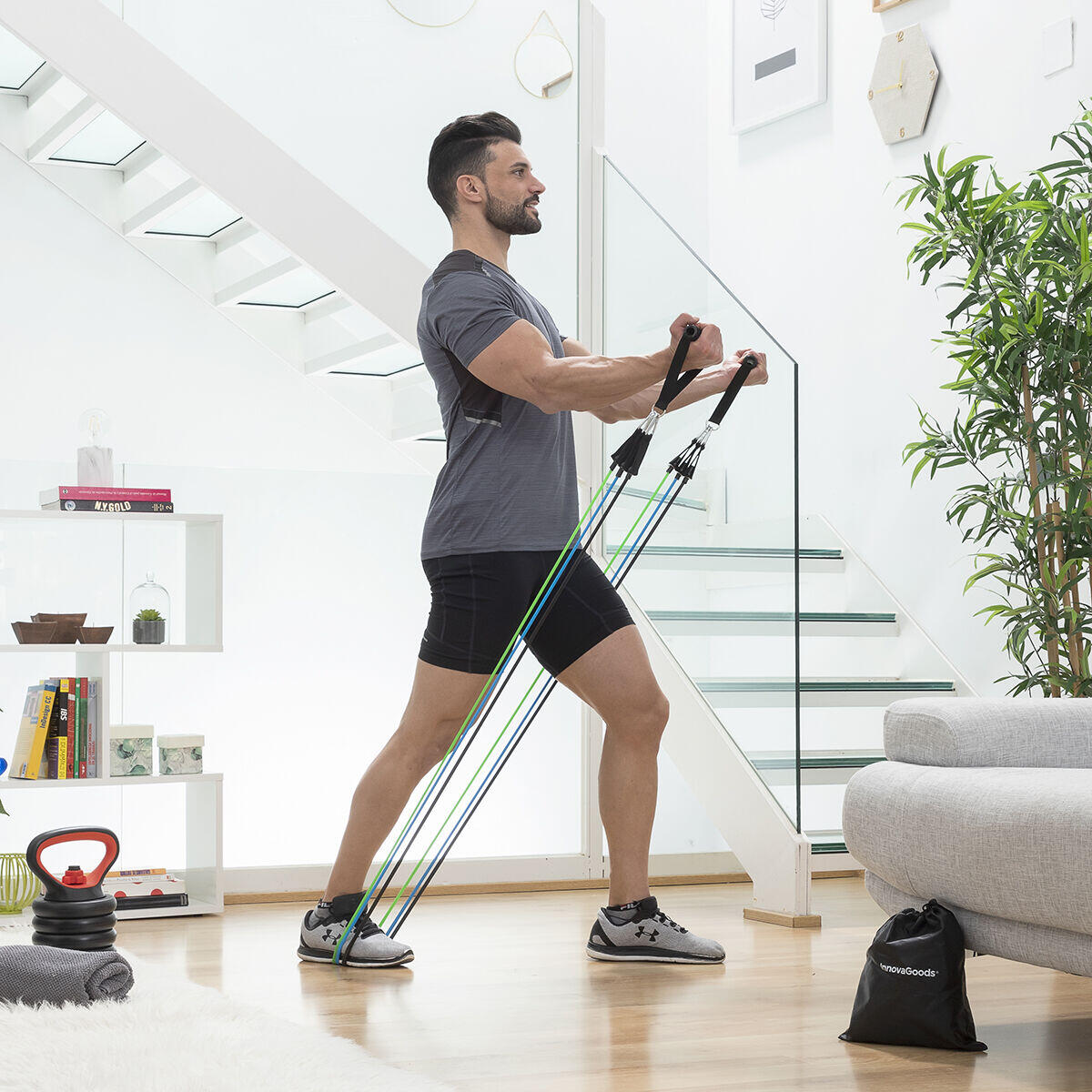 Conjunto de 3 Bandas de Resistência com Acessórios e Guia de Exercícios | InnovaGoods