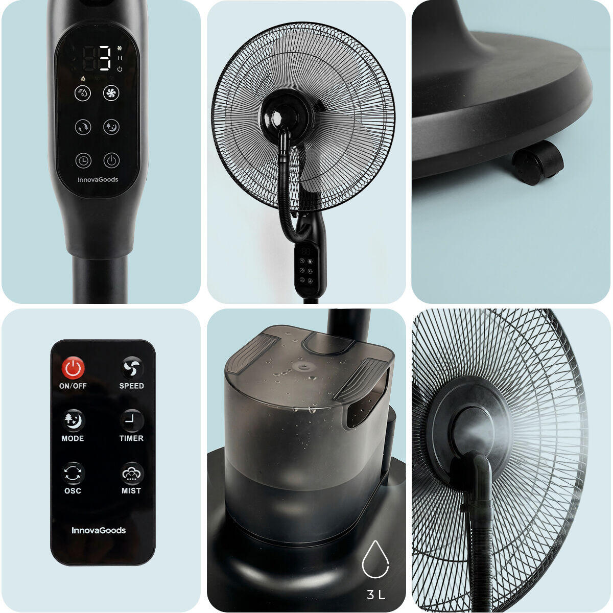 Ventilador de Pie Nebulizador con Mando a Distancia | 90W | 3L | Sprair InnovaGoods