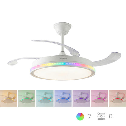 Ventilador de Techo con Luz LED RGB InnovaGoods | 4 Aspas Retráctiles | Motor DC | Mando