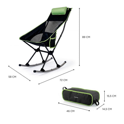 Silla Mecedora Plegable Camping 2 en 1 | Malla Transpirable | Cojín Cervical | Bolsa Transporte | Trillow InnovaGoods