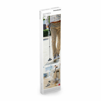 Extendable Walking Stick with LED, Alarm and Clips - 6 Heights - Up to 70kg
