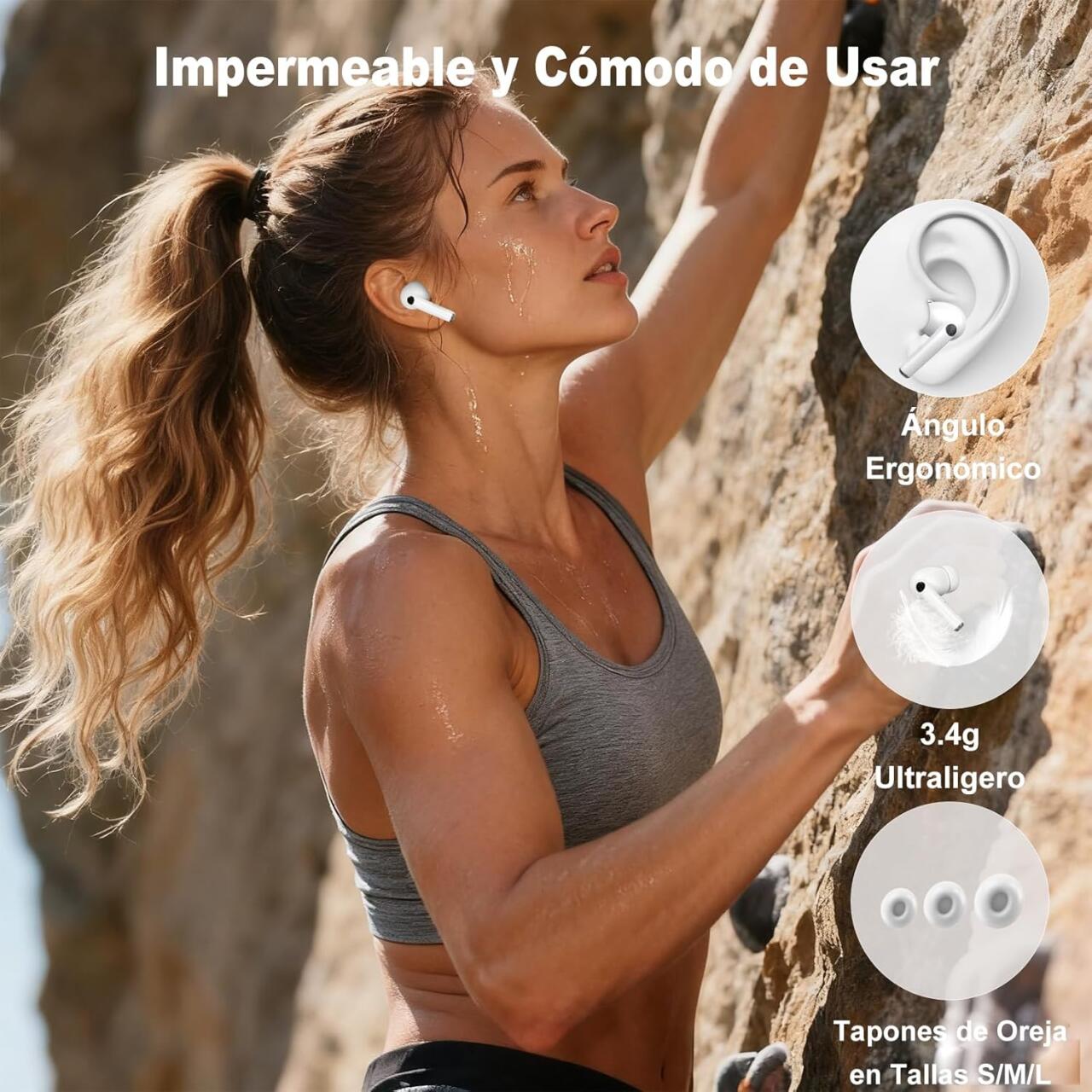 Auscultadores Bluetooth 5.4 GS Pro TWS | Ecrã Tátil | Cancelamento de Ruído ANC+ENC | IPX7