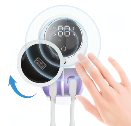 Soporte para Cepillo de Dientes con Esterilizador | Luz UV-C + UVA, LCD y USB-C | Stock Líder
