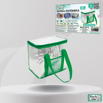 Mala Térmica 26L | Interior Alumínio PEVA | Impermeável | Grande Capacidade | Verde