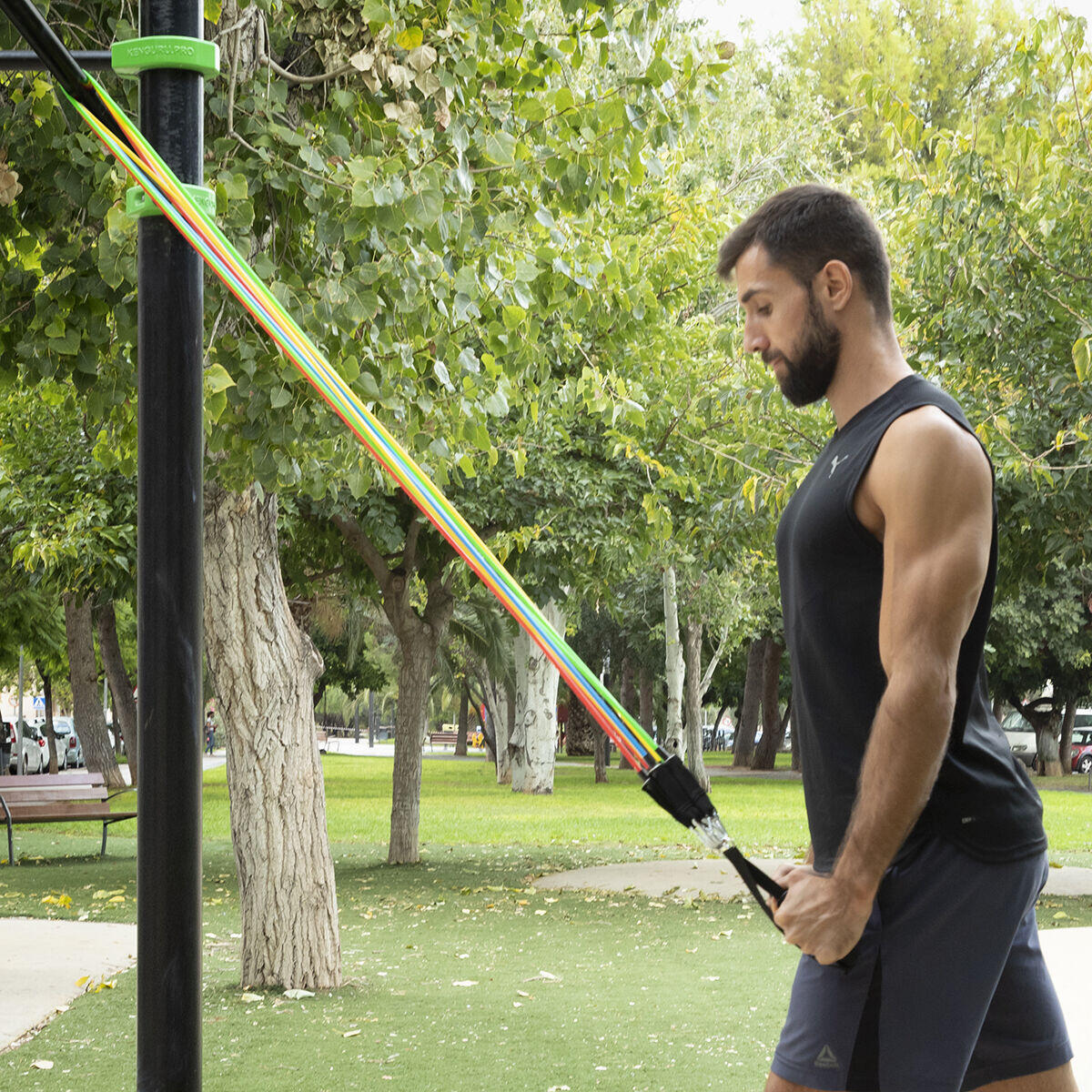 Set of 5 Resistance Bands with Accessories and Exercise Guide - Rebainer