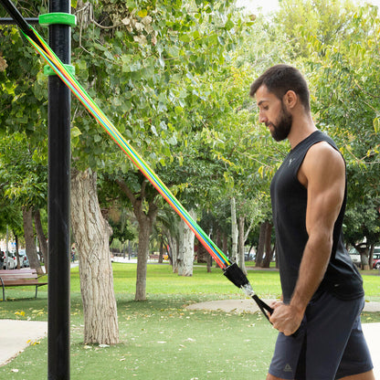 Set of 5 Resistance Bands with Accessories and Exercise Guide - Rebainer
