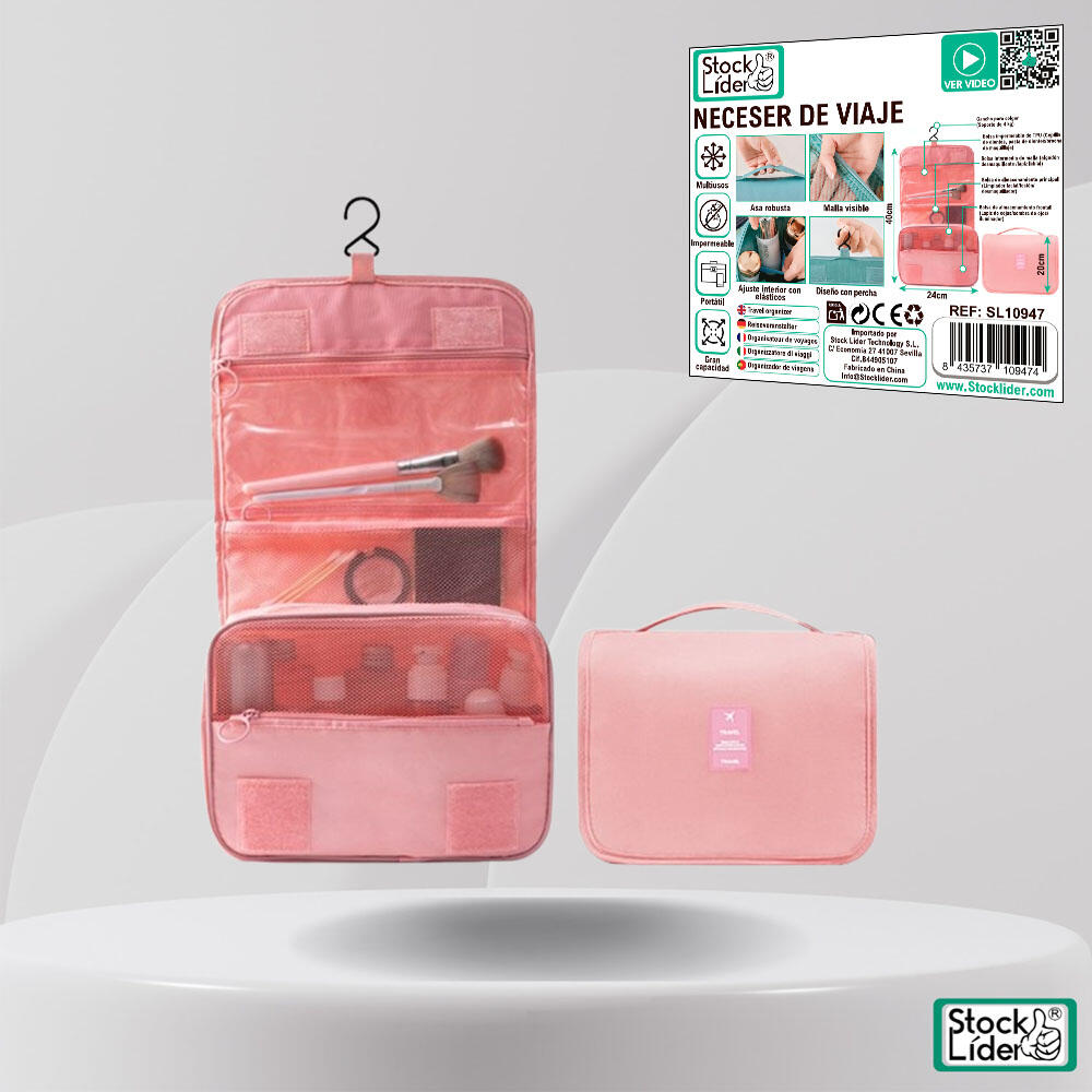 Bolsa de Higiene Pessoal Dobrável Impermeável TPU para Viagem | Gancho | Vários Compartimentos