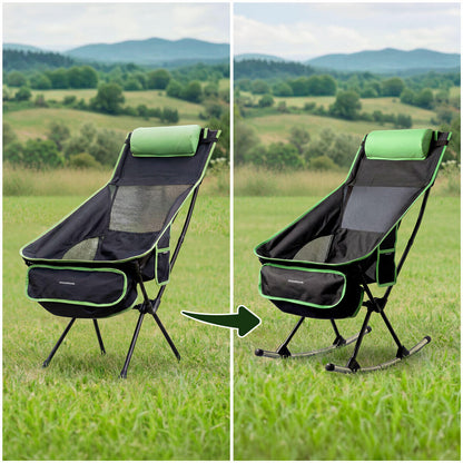 Silla Mecedora Plegable Camping 2 en 1 | Malla Transpirable | Cojín Cervical | Bolsa Transporte | Trillow InnovaGoods
