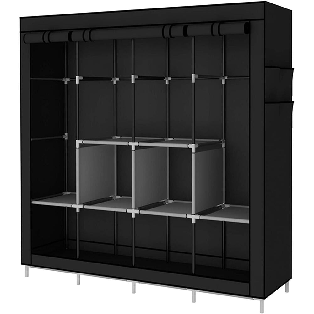 Armario Ropero de Tela con 10 Compartimentos | Estructura de Hierro | 167 x 170 x 45 cm
