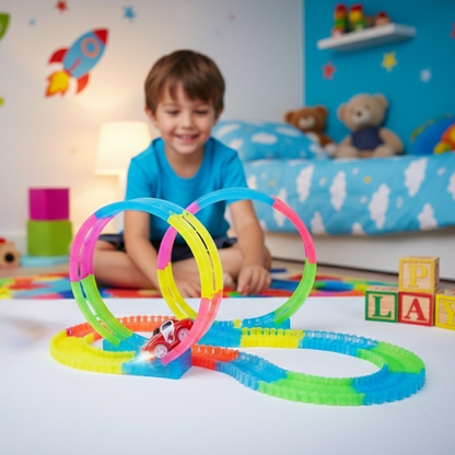 Light-Up Race Track with Loops - 134 Pieces and LED Car